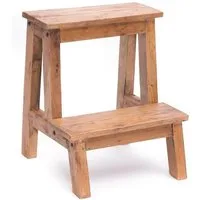 DESIGN DELIGHTS Regal PFLANZEN HOCKER "FICUS", Altholz massiv Holz, 2 Stufen, Blumentreppe