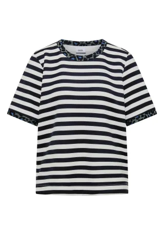 CECIL - T-Shirt mit Rundhals und Leo-Details urban dark blue - Gr. - L