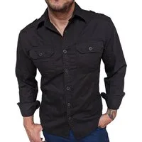 LOBO NEGRO® Jeanshemd schwarz mit Metallknöpfen und zwei Brusttaschen