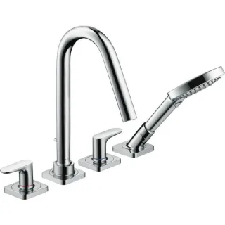 hansgrohe Axor Citterio M Fertigmontageset 34454000 4-Loch-Fliesenrandarmatur, Ausladung 190mm, Rosetten, chrom