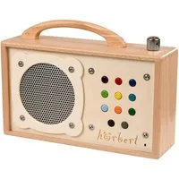 Hörbert Musikbox für Kinder Lautsprecher (Vorbespielt mit Deutschen Inhalten, Mit Mikrofon, Bluetooth)