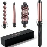 CkeyiN Lockenstab 4-in-1 Lockenstab Set Multistyler mit 32mm,25mm Perlen-Lockenaufsatz, Turmalin-Keramik-Beschichtung, mit 13‑25mm konischer Lockenaufsatz, 38mm Rundbürsten‑Stylingaufsatz