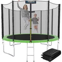 Kinetic Sports Gartentrampolin SALTO PLUS, Ø 244 cm, Komplett-Set mit Leiter, Regenplane, Einstiegsleiter