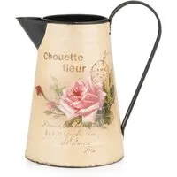 Moritz Gießkanne Gießkanne Zink mit Motiv Rosen Retro Design (Gießkanne), Dekoration Deko Blumentopf Umtopf Trockenblume Topf Übertopf Kanne