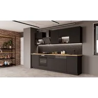 Küchen-Preisbombe Küchenzeile SIENA BASIC LOFT 280 cm Küchenblock Küche Einbauküche Schwarz matt