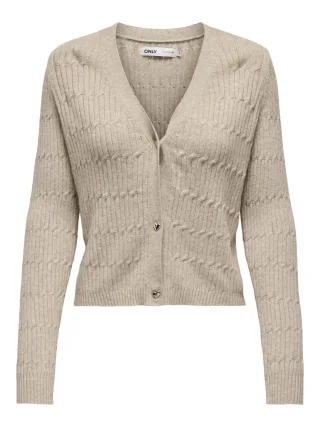 ONLY - ONLKATIA LS VNECK CARDI KNT NOOS Mocha Meringue - Gr. - XL