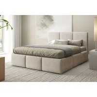Home Collective Polsterbett Bett mit Stauraum Doppelbett Bettgestell mit Lattenrost (Größen: 140x200, 160x200, 180x200), weich gepolstert modernes Design Hellbeige