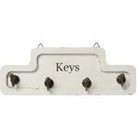 Moritz Schlüsselbrett 24x8,5cm Keys 4 Haken weiß, Schlüsselkasten Vintage Schlüsselbox Schlüsselleiste Schlüsselhaken
