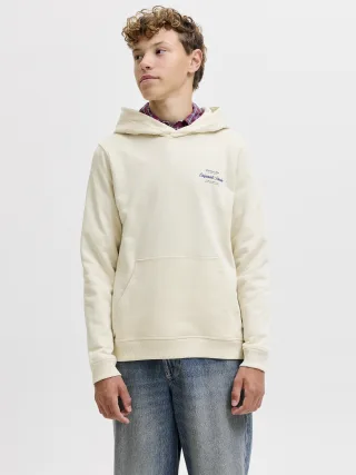 JACK&JONES - JORNORREBRO TYPO BACK SWEAT HOOD SN JNR Antique White - Gr. - 164