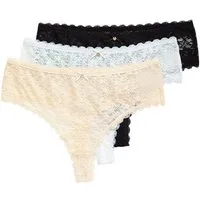Ulla Popken Slip TruYou Strings 3er-Pack transparente Spitze