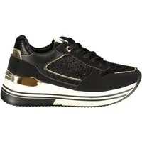 Laura Biagiotti Sneaker Damen Sportschuh Schwarz mit Silberdetails und