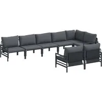vidaXL Gartenlounge-Set Gartensofa-set 8 stk. Schwarz Stahl, (8-tlg)