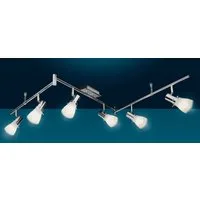 TRANGO LED Deckenleuchte, 6-flammig 1007-68 Deckenstrahler Chrom-Optik & Aluminium gebürstet Serie FREYA inkl. 6x E14 LED Leuchtmittel 3.000K warmweiße Lichtfarbe Badleuchte, Flurleuchte, Küchenleuchte, Schwenkbare LED Deckenlampe, Kronleuchter