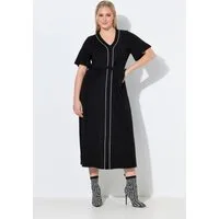 Ulla Popken Maxikleid Maxikleid Piping A-Linie V-Ausschnitt