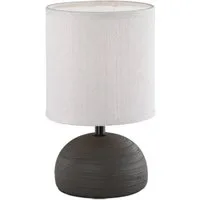 Reality Leuchten Nachttischlampe, Dimmfunktion, LED wechselbar, Warmweiß, kleine dimmbar-e Fensterlampe mit Stoff Lampenschirm Beige, Höhe 23cm
