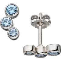 Schmuck Krone Paar Ohrstecker Ohrstecker mit Spinell blau, 925 Silber, Silber 925