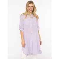 Zwillingsherz Longbluse "Kida" One Size, Streifen, Knopfleiste, Brusttaschen, 3/4-Arm