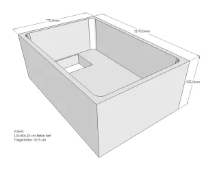 Neuesbad Wannenträger für Bette tief 120x80x28 SD21094