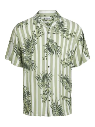 JACK&JONES - JJJEFF RESORT AOP SHIRT SS JNR oil green - Gr. - 176