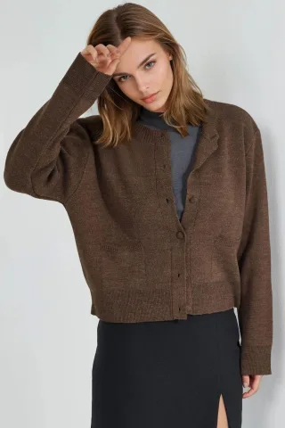 Cardigan mit verdeckten Knöpfen und Taschen