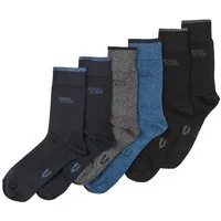 camel active Freizeitsocken aus biologischer Baumwolle – Schwarz, Grau und Blau (6-Paar, 6 Paar) Logoprägung