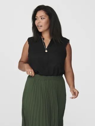 ONLY CARMAKOMA - CARMUMI S/L TOP WVN NOOS Black - Gr. - 50