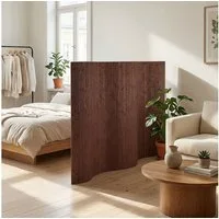 Homestyle4u Paravent Raumteiler Trennwand Bambus Sichtschutz Holz 145x200 195x200 Indoor (1 St), Walnuss, Faltwand