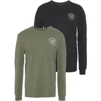 H.I.S Langarmshirt (Packung, 2-tlg., 2er-Pack) Langarm, bedruckt, Rundhalsausschnitt, aus 100% Baumwolle
