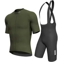 Wulibike Radtrikot Herren Fahrradbekleidungsset mit X-Trägern und 6 Cargo-Taschen (2-tlg) Kurzarm Trikot kombiniert mit Träger-Fahrradhose