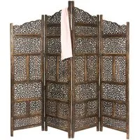 Marrakesch Orient & Mediterran Interior Paravent Orientalischer Paravent Saraswati handgemacht aus Holz in Braun 200 cm (1 St), Handarbeit