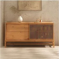 IDIMEX Sideboard ADAMO, Kommode 145 cm aus Massivholz mit Lamellen-Schiebetür Eiche Finish