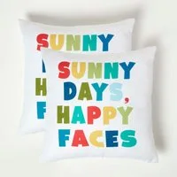 Homescapes Dekokissen Bunte Gartenkissen ‚Sunny Days‘ – 2er-Set Outdoor Kissen 45 x 45 cm