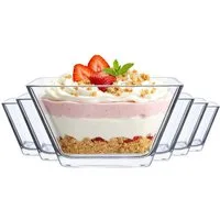 LAV Dessertschale Karen Glasschalen - 300 ml (10 1/4 oz), Glas, (6er-Set, 6-tlg), Quadratisch, spülmaschinengeeignet, ideal für Desserts, Snacks, Dips
