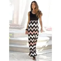 LASCANA Maxikleid mit Zick-zack-Druck, figurbetont langes Sommerkleid, leichtes Strandkleid, Jerseykleid, Trägerkleid