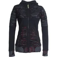 Vishes Kapuzensweatjacke Hoodie Kapuzenjacke mit Cutwork Patchwork (1-tlg) Boho, Hippie, Elfen, Goa Style, Gestreift, Mandala
