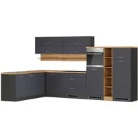 KOCHSTATION Winkelküche KS-Milan, optional mit Muldenlüfter, Stellbr.360/220 cm, wahlweise mit E-Geräten, Kochfeld mit Dunstabzug