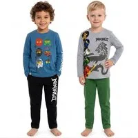 LEGO® kidswear Pyjama 2X Lego Ninjago Lange Jungen Schlafanzüge 4 Teile 98 104 110 116 128 (Set) 2x Kinderpyjama lange Hose + langärmeliges Oberteil