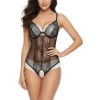 Lovolotti Body-Ouvert Damen Nachtwäsche sexy Dessous Babydoll Reizwäsche Unterwäsche Nachtkleid Spitze Durchsichtig transparent
