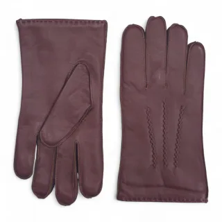 Herrenhandschuhe aus kastanienbraunem italienischem Leder mit warmem Wollfutter, Winter-Ziernahtdesign, Reit- und Fahrhandschuhe für Freizeit und Freizeit