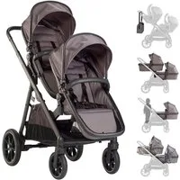 BabyGo Zwillings-Kombikinderwagen Duo, (Set), inkl. Wickeltasche u. 2 Regenhauben