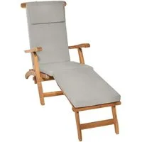 Beautissu Polsterauflage Luxus Deckchair Auflage LoftLux DC, 175x45x5cm, Hellgrau, Polsterauflage für Liegestuhl Gartenliege Polster Bezug Abnehmbar