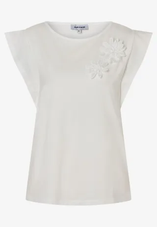 MORE & MORE - T-Shirt mit Blüten-Applikation weiß - Gr. - 42