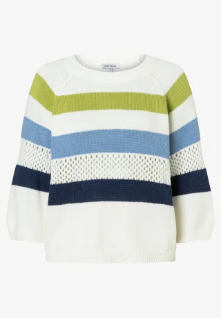 MORE & MORE - gestreifter Sommer-Pullover weiß - Gr. - 42