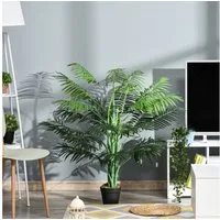 Kunstpflanze Kunstpflanze im Topf wie echt Palme, Outsunny, Höhe 125 cm, Kunstpalme mit 18 Blättern für Wohnzimmer Balkon Büro Dekoration