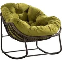 LVHOM Schaukelstuhl mit gepolstertem Kissen, Rattanstuhl mit Stahlrahmen, Lounge Sessel (Großformat B110.5xT94.5xH80cm,160kg Tragfähigkeit,Dicke Kissen, MEHRE FARBEN MEHRE OPTIONEN! Schaukelsessel umhüllendem Sitzgefühl & hoher Armlehne, 1 St), Balko