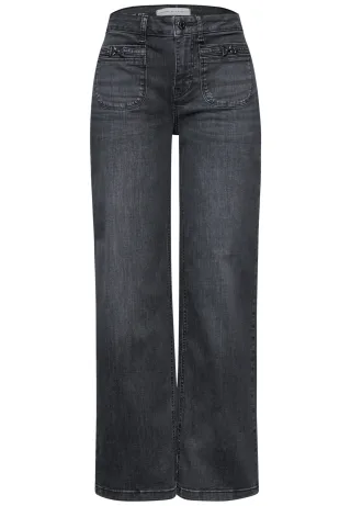 Street One - Wide Leg Jeans Steel Grey Washed - Gr. - 30