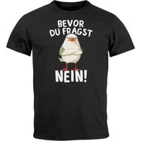 MoonWorks Print-Shirt Herren T-Shirt Bevor Du Fragst Nein Möwe Anti Motivation Statement mit Print