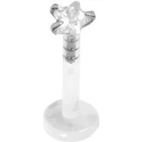 Karisma Nasenpiercing Labret Bioplast Lippen Piercing Aufsatz Silber 925 Stern, Zirkonia 3mm - Weiss