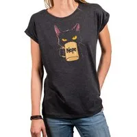 MAKAYA T-Shirt Lustiges Damen T-Shirt mit Katze und Kaffeetasse, Nope Spruch (Schwarz, Blau, Dunkelgrau, 34, 36, 38, 40, 42, 44, 46, 48, 50) Baumwolle