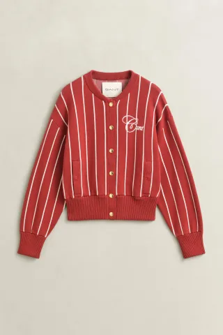 GANT - Gestrickte Gant Varsity Jacke deep grape wine - Gr. - XL